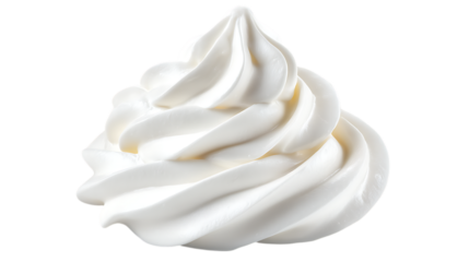 Swirl of smooth and creamy white soft serve ice cream isolated on white or transparent png.