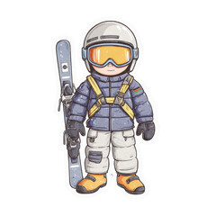 Adorable Cartoon Skier Ready for the Slopes