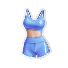 Stylish Blue Sporty Outfit Illustration - Women's