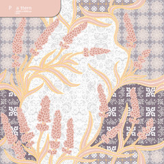 lavender flower batik pattern vector design