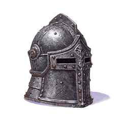 Medieval Knight's Great Helm Hand-Painted