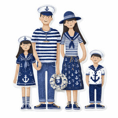 Nautical Family Portrait A Charming Illustration