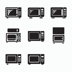 Modern Microwave Oven Icons Set
