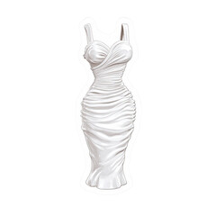 Elegant White Ruched Cocktail Dress, Fashion