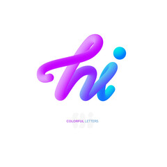 3D Gradient Hi Lettering, Greeting for websites and apps
