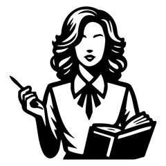 Intellectual Chic: Vintage Female Educator Emblem