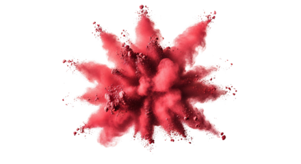 Red powder explosion isolated PNG with Transparent Background