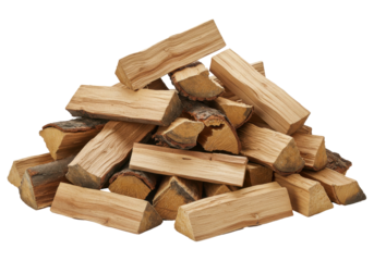 Pile of neatly stacked firewood logs ready for use in a cozy fireplace setting
