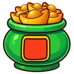 Cartoon Pot of Gold Icon