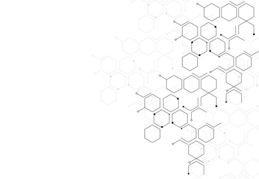  Hexagon connected lines,dots,arrows,abstract black hexagon pattern design on white background