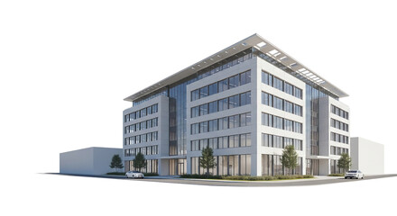 Modern office building exterior for corporate background isolated PNG with Transparent Background