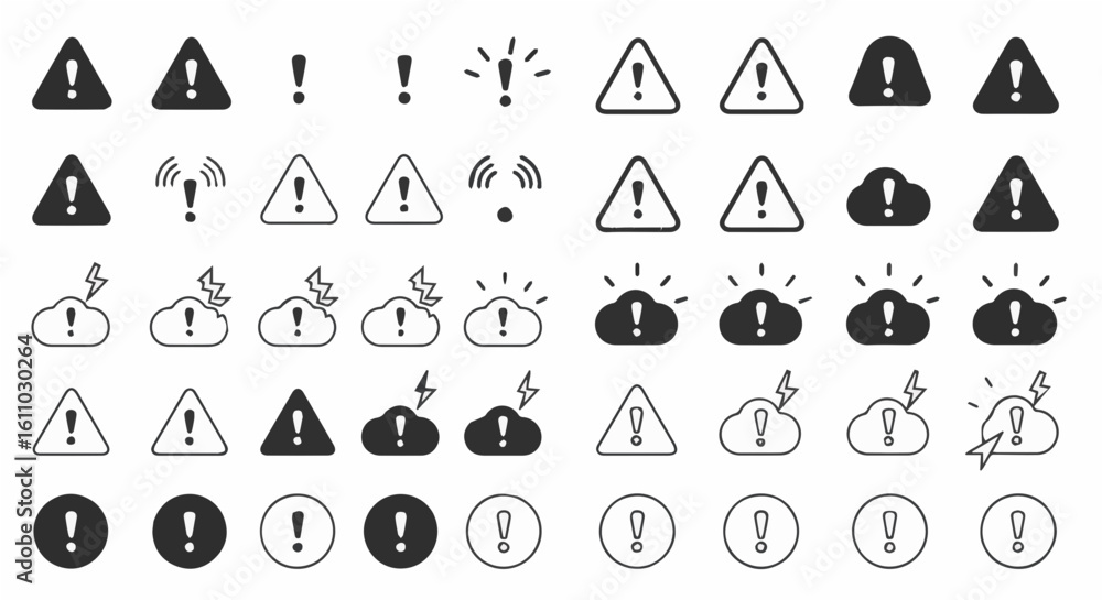 Poster collection of attention and warning vector icons for alerting information