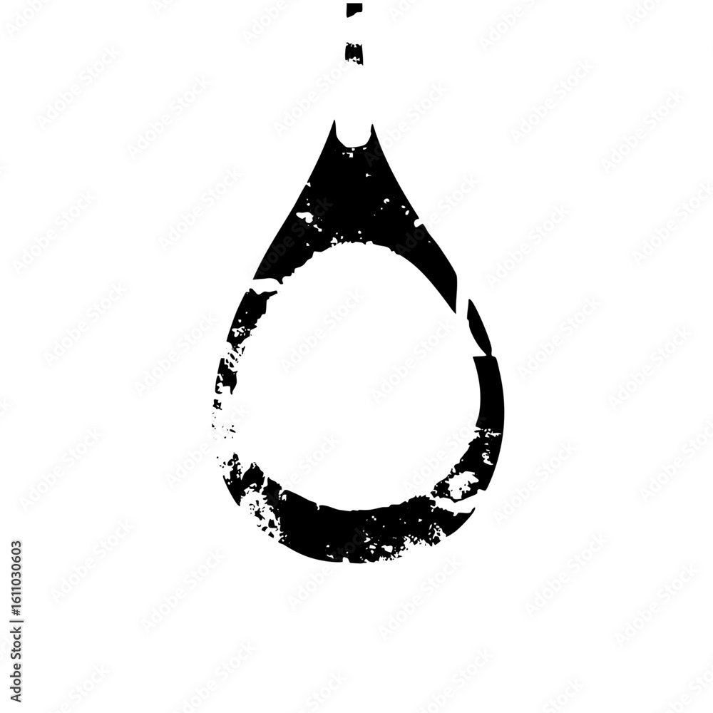 Poster vector abstract droplet with distressed texture.