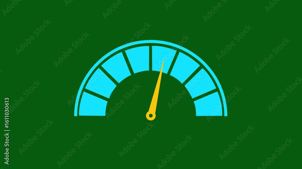 Aufkleber animated speedometer with up and down needle indicator, animation video footage isolated on alpha ch