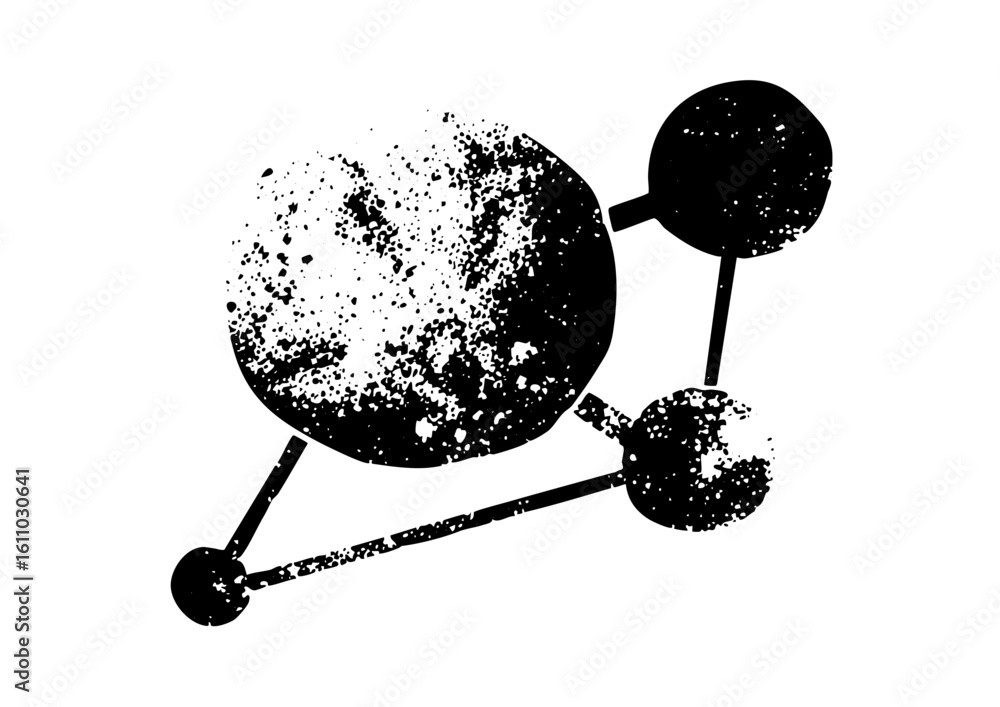 Poster vector abstract molecular structure with connected spheres and lines.