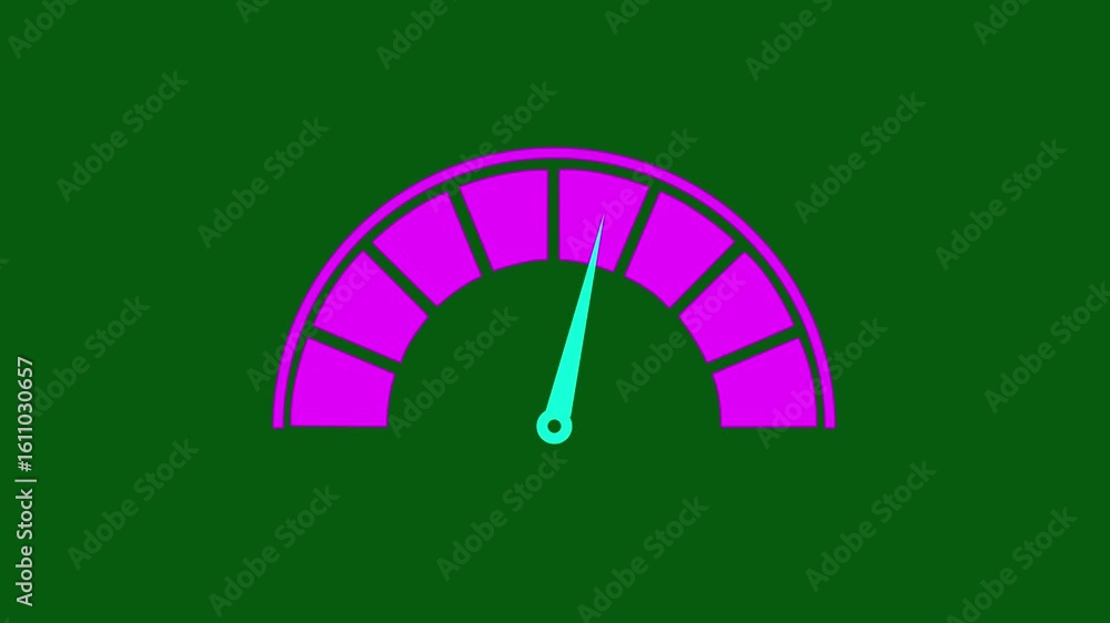 Aufkleber animated speedometer with up and down needle indicator, animation video footage isolated on alpha ch