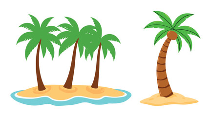 Obraz premium Beautiful Beach palm tree vector art design, tropical coconut tree clipart illustration with white background. 