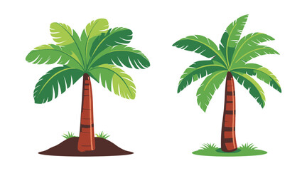 Obraz premium Beautiful Beach palm tree vector art design, tropical coconut tree clipart illustration with white background. 