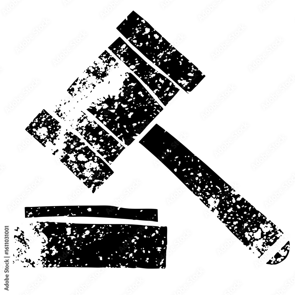 Poster vector distressed hammer with a block base.