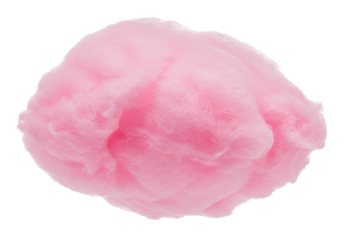 Fluffy pink cotton candy on a white background, evoking fairground nostalgia and joy
