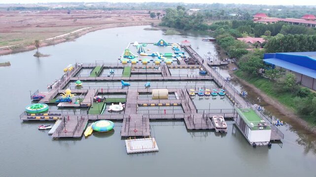 aerial shot of water resort 