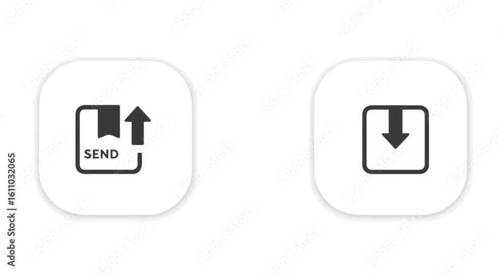 Poster modern design icons representing upload and download actions for websites and applications