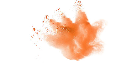Fototapeta premium Explosion of orange powder isolated PNG with Transparent Background