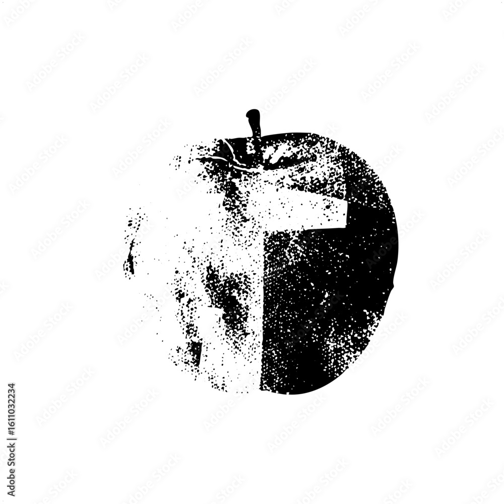 Aufkleber vector abstract and cross in distressed monochrome style.