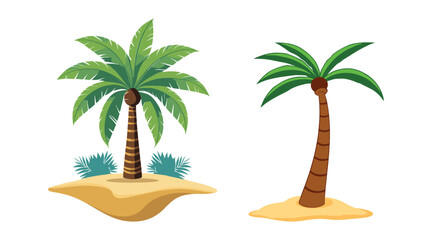 Palm Tree Line Art Vector with Simple Outline Design on white background. summer enojy tropical beach tree.