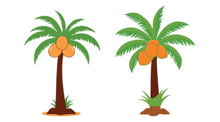 Palm Tree Line Art Vector with Simple Outline Design on white background. summer enojy tropical beach tree.