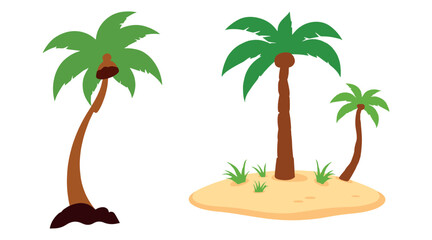 beach Style cartoon Palm Tree Vector design and summer Projects on white background.
