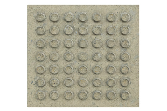 Concrete tactile paving tile isolated on a transparent background