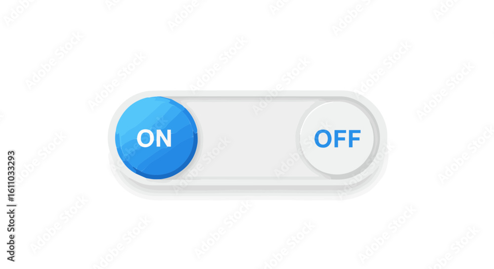 Aufkleber toggle switch button vector illustration with the on position active mode