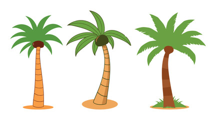 beach Style cartoon Palm Tree Vector design and summer Projects on white background.