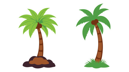 beach Style cartoon Palm Tree Vector design and summer Projects on white background.