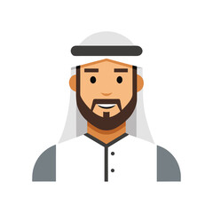 Flat and Minimal Arabian man icon vector illustration isolated on white background