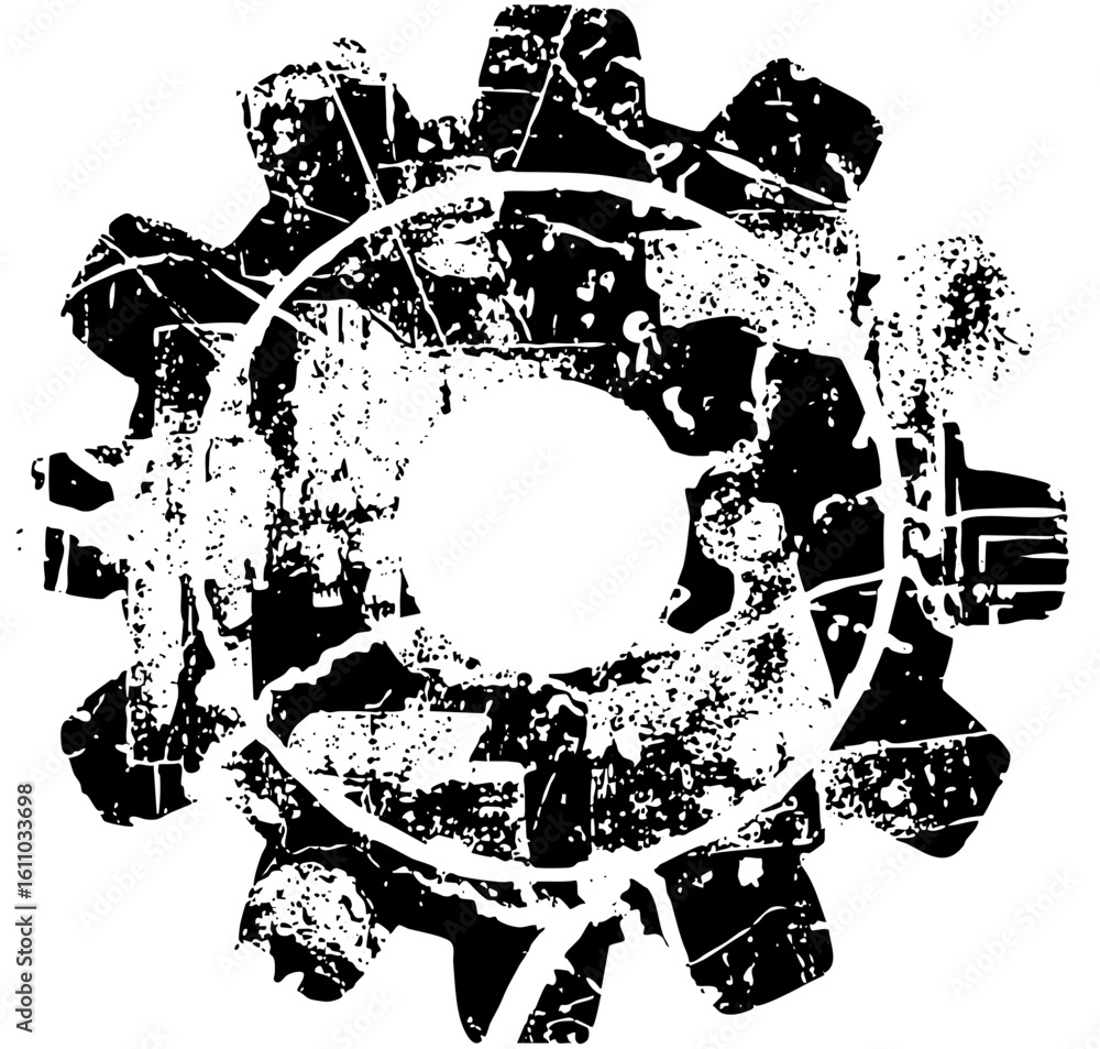 Poster vector interlocking gears with distressed texture