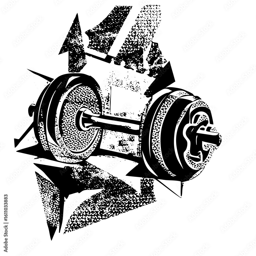 Poster vector dynamic barbell with abstract shapes.