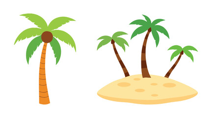 Realistic Coconut Palm Tree Vector with Detailed Leaves on white background.