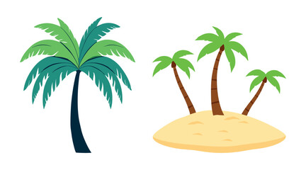 Realistic Coconut Palm Tree Vector with Detailed Leaves on white background.