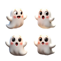 Obraz premium Cute Cartoon Ghosts with Happy Faces