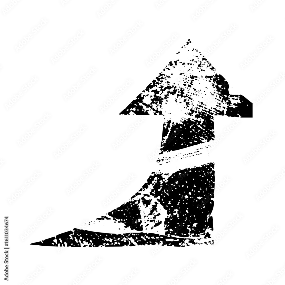 Poster vector abstract upward arrow with distressed texture.