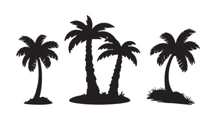 Minimal Flat Palm Tree Vector for Tropical Design on white background.