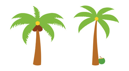 Minimal Flat Palm Tree Vector for Tropical Design on white background.