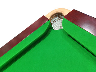 Top view of the snooker table corner.