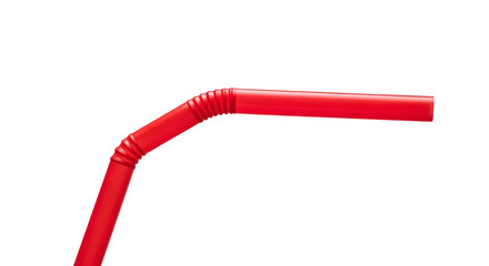 Close up of a single red bendy straw on a black background    .ai generative, transparent background, white background. isolated on white background
