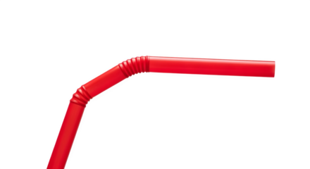 Close up of a single red bendy straw on a black background    .ai generative, transparent background, white background. isolated on white background