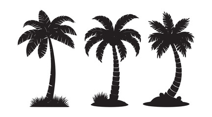 Minimal Flat Palm Tree Vector for Tropical Design on white background.