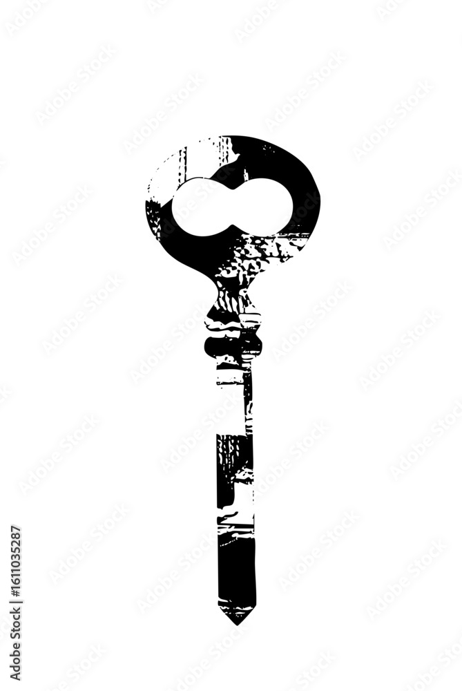 Poster vector abstract key with skull .