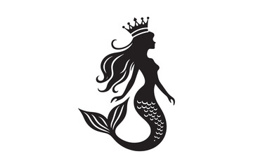 Minimalist Mermaid Silhouette Icon on White Background – Ideal for Beach & Sea-Themed Projects